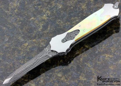 Warren Osborne Custom Knife California Open Goldlip and Damascus Inaly Leverlock