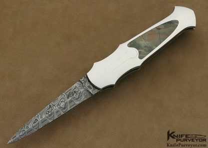 Warren Osborne Custom Knife Jasper Interframe with Mike Norris Stainless Damascus Lockback Dagger