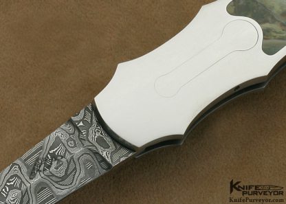 Warren Osborne Custom Knife Jasper Interframe with Mike Norris Stainless Damascus Lockback Dagger - Image 2