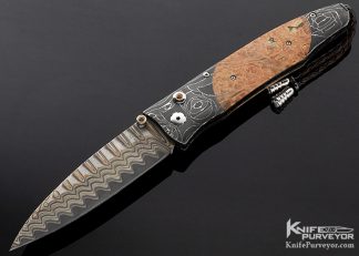 William Henry Custom Knife B30 Gentac Ranchero Damascus and Box Elder Burl Limited Edition 18 of 50 15122