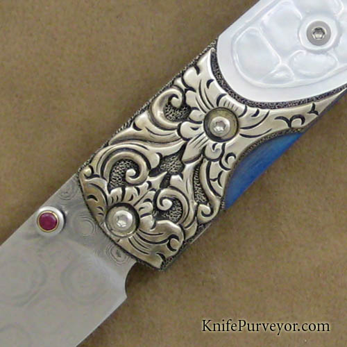 William Henry Custom Knife Carved Mother of Pearl T10 Collectors 