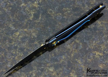 William Henry Custom Knife Carbon Fiber Linerlock with Titanium Clip and 24K Gold Plated Fittings - Image 5