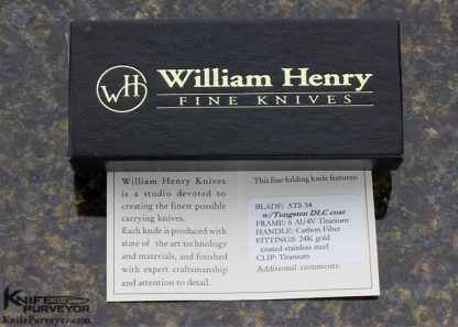 William Henry Custom Knife Carbon Fiber Linerlock with Titanium Clip and 24K Gold Plated Fittings - Image 7