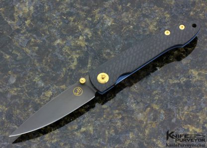 William Henry Custom Knife Carbon Fiber Linerlock with Titanium Clip and 24K Gold Plated Fittings