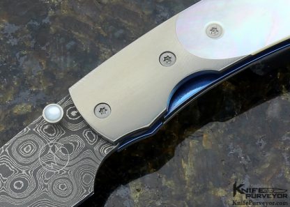 William Henry Custom Knife Mother of Pearl and Titanium Bolster Linerlock - Image 2