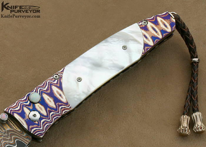 William Henry Mother of Pearl Copper Wave Damascus Pocket Knife