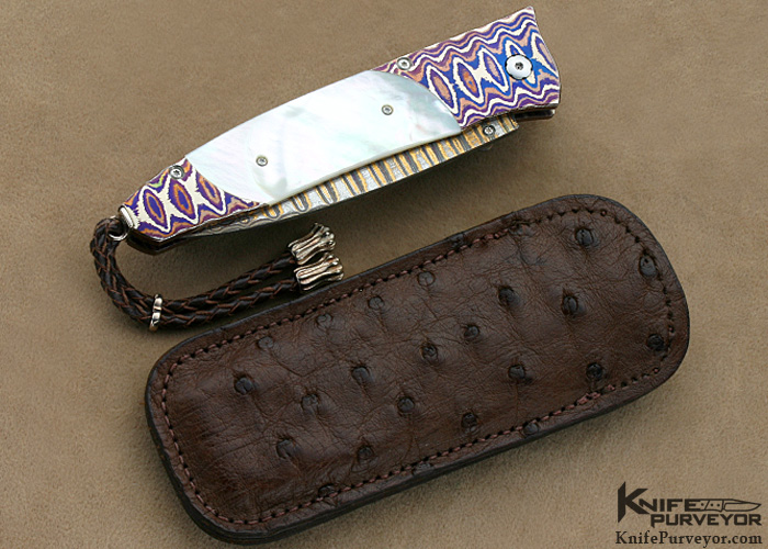 William Henry Mother of Pearl Copper Wave Damascus Pocket Knife