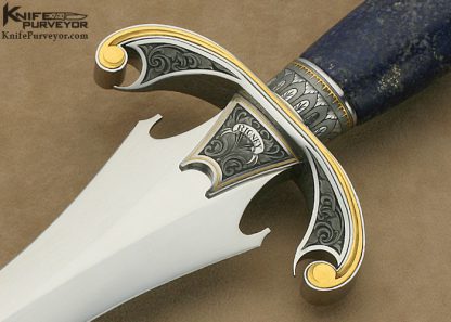 Willie Rigney Custom Knife Lapis Lazuli Presentation Dagger Engraved by Master Engraver Julie Warenski - Image 2