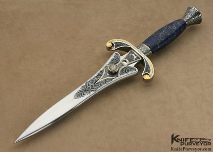 Willie Rigney Custom Knife Lapis Lazuli Presentation Dagger Engraved by Master Engraver Julie Warenski - Image 4