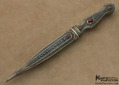 Zaza Revishvili Custom Knife Filigree & Devin Thomas Damascus Art Dagger - Image 6