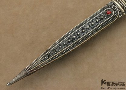 Zaza Revishvili Custom Knife Filigree & Devin Thomas Damascus Art Dagger - Image 7